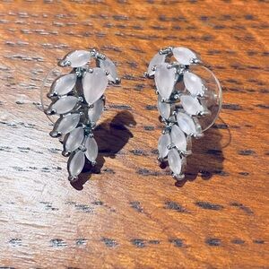 Silver Tone and Crystal Earrings